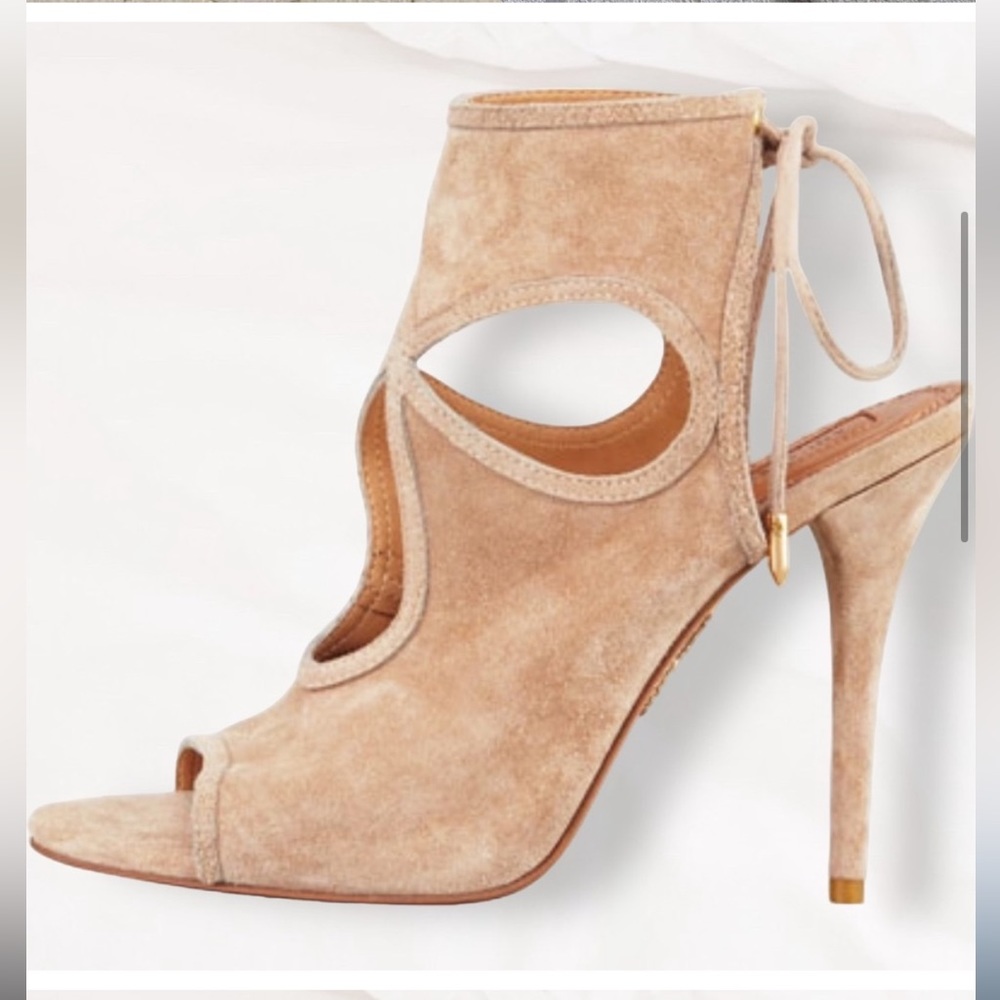 Aquazzura Sexy Thing Nuede Suede cutout sandal heels
